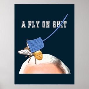 Poster Trump Fly on Pence Head with Flyswatter, ZFJ