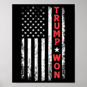Poster Trump Ganhou Eleição 2025 Bandeira Dos EUA