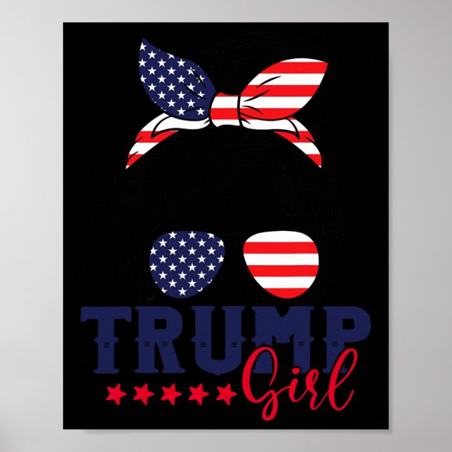 Poster Trump Girl Messy Bun Trump 2024 Eleição Americana (Frente)
