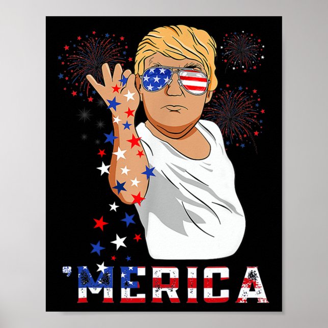Poster Trump Happy 4 De Julho Trump American Flag 1 (Frente)