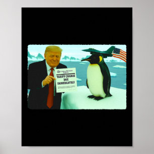 Poster Trump Impõe Tarifa Sobre Pinguim Política Irônica 
