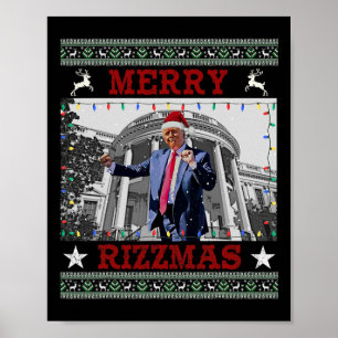 Poster Trump Merrry Rizzmas Engraçado Dança Humorística C