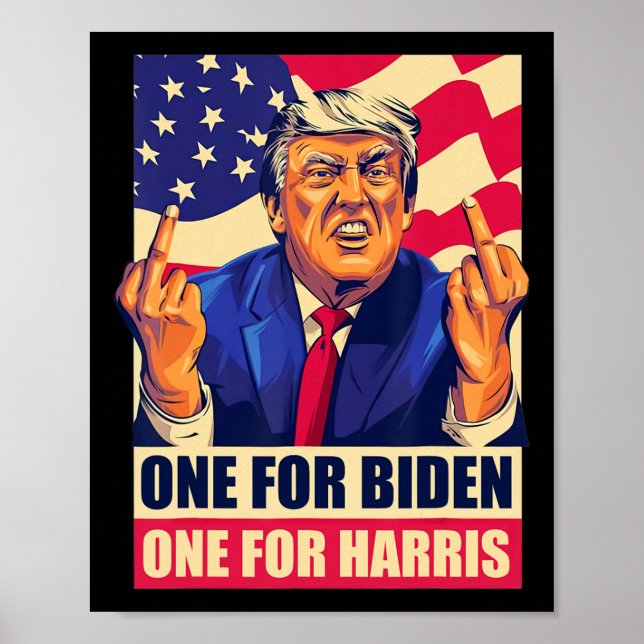 Poster Trump Middle Finger Biden Harris América Republica (Frente)