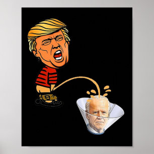 Poster Trump mijando no Biden