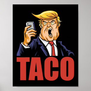 Poster Trump Sempre Desiste Piada Engraçada de Taco Retro