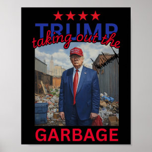 Poster Trump Tirando O Garbyge 2024 Engraçado Trump
