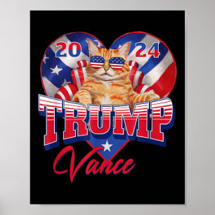 Poster Trump Vance 2024 Cat Heart Presidente Político Ame