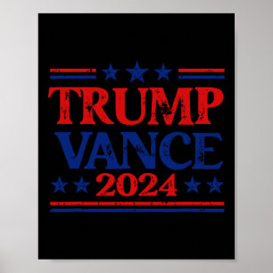 Poster Trump Vance 2024 Flag Patriotic Usa Stars Stripes