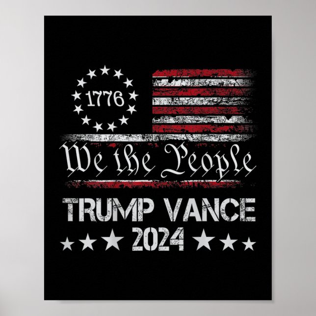 Poster Trump Vance 2024 Retro Stripe Jd Vance (em B) (Frente)