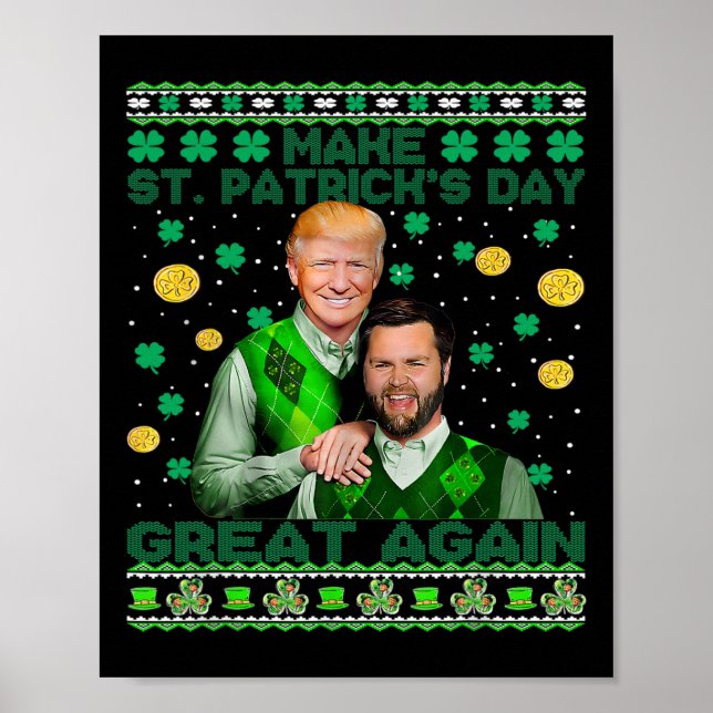 Poster Trump Vance Brothers Funny Dia de São Patrício Ugl (Frente)