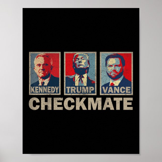 Poster Trump Vance Kennedy Checkmate 2024 República Eleit (Frente)