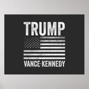 Poster Trump Vance Kennedy Election 2024 American Flag