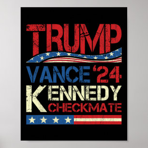 Poster Trump Vance Kennedy Xeque-Mate Eleição Republicano