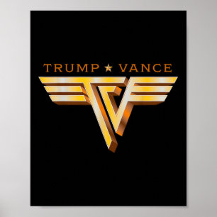 Poster Trump Vance Tv Rocker Logotipo Dourado Vintage Tru