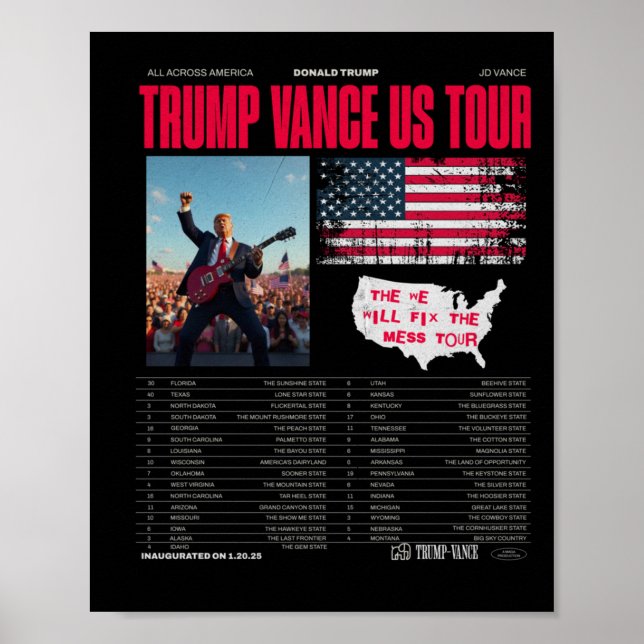 Poster Trump Vance Us Tour (Frente)