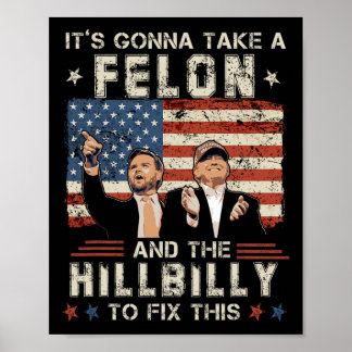 Poster Trump Vance Vai Levar Um Criminoso E Um Caipira