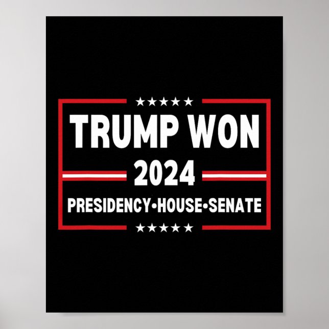 Poster Trump Won 2024 Presidente Câmara Senada Mega Repúb (Frente)