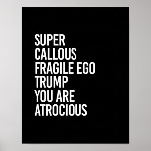 POSTER TRUNFO FRÁGIL CALOSO SUPER DO EGO VOCÊ É ATROZ