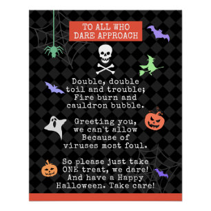 Póster Truque de Halloween ou Tratando o Poema de Coronav