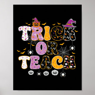 Poster Truque Engraçado ou Ensine Professor de Halloween