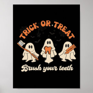 Poster Truque Ou Tratar Escove Os Dentes Halloween Dental