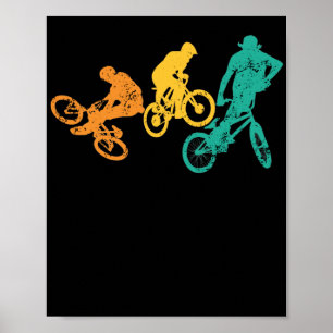 Poster Truques de bicicleta de motociclista retrô BMX