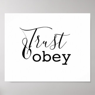Poster Trust & Obey - Tipografia Cristã