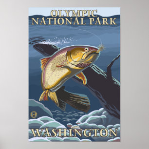Póster Truta que pesca o secção transversal 2