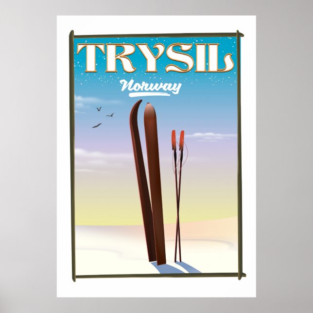 Poster Trysil Noruega, Noruega pôster de viagem de esqui (Frente)