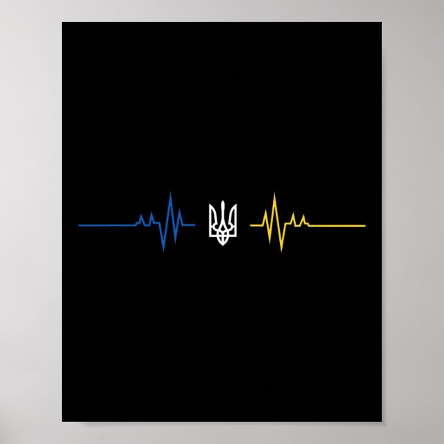 Poster Tryzub ucraniano Coração da bandeira da Ucrânia -  (Frente)