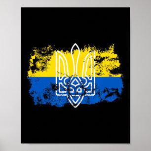 Poster Tryzub Unidos Com a Ucrânia Tridente Ucraniano