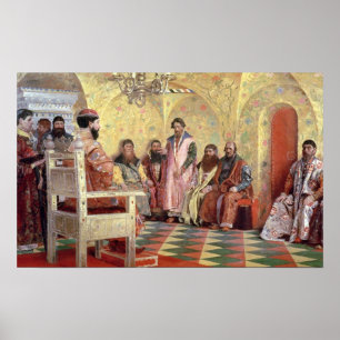 Póster Tsar Mikhail Fyodorovich com Boyars