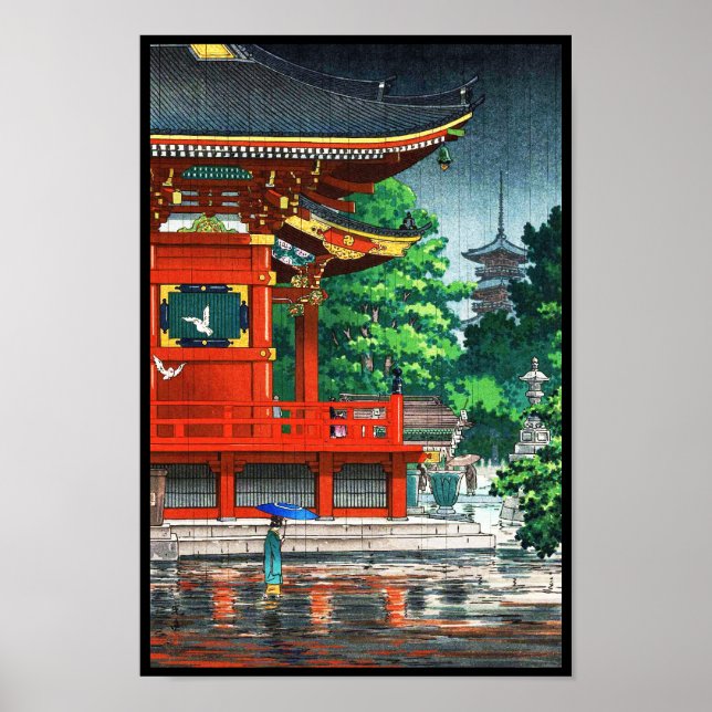 Poster Tsuchiya Koitsu Asakusa Kannondo Temple shin hanga (Frente)