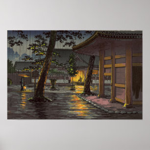 Poster Tsuchiya Koitsu esboça o templo de Takanawa