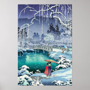 Poster Tsuchiya Koitsu - Neve de primavera em Maruyama