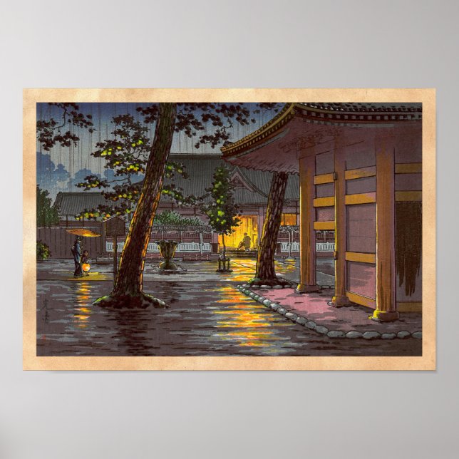 Poster Tsuchiya Koitsu Sketches Takanawa Sengakuji Temple (Frente)