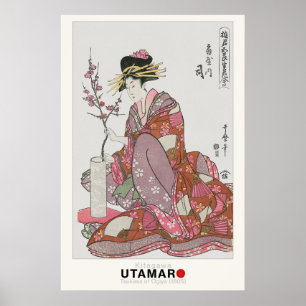 Poster Tsukasa de Ogiya por Utamaro - Vintage japonês Pos
