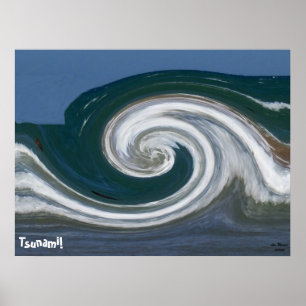 Póster Tsunami Moderno de Arte Abstrato!