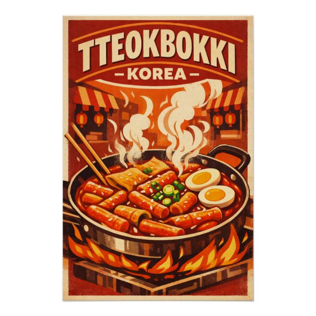 Póster Tteokbokki coreano em um ousado retro (Frente)