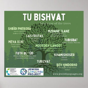 Poster Tu Bishvat - Ano Novo das Árvores - em 10 línguas 