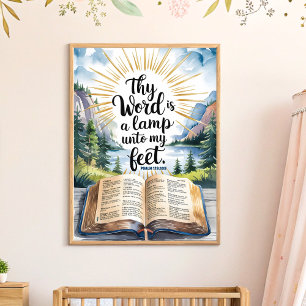 Poster Tua Palavra é uma Lâmpada Arte de Parede para Berç