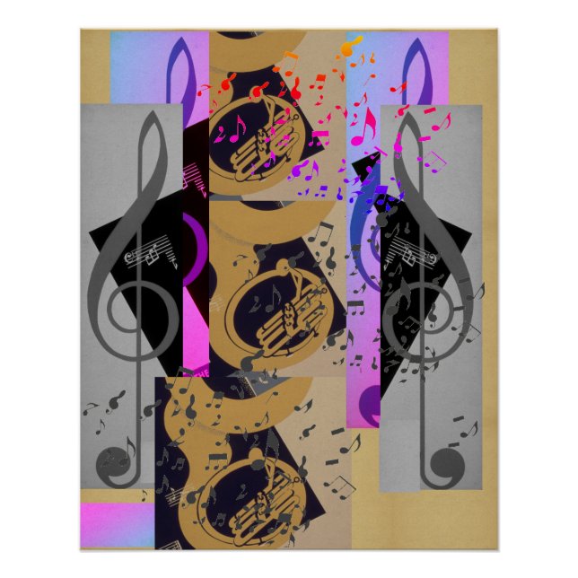 Póster Tuba E Notas De Música (Frente)