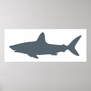 Poster Tubarão Clima Tempestuoso e Branco