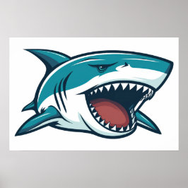 Poster Tubarão com boca aberta Pequeno