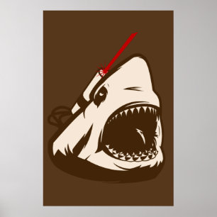 Poster Tubarão com um raio laser de Frickin