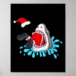 Poster Tubarão come Papai Noel natal Meninas Crianças X