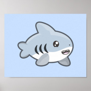 Poster Tubarão de Kawaii