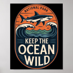 Poster Tubarão do parque nacional do oceano selvagem