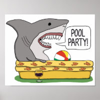 Tubarão Engraçado Pronto para Festa de Piscina