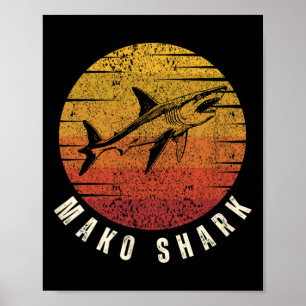 Poster Tubarão Mako Pescaria em Águas Profundas Oceano Tu